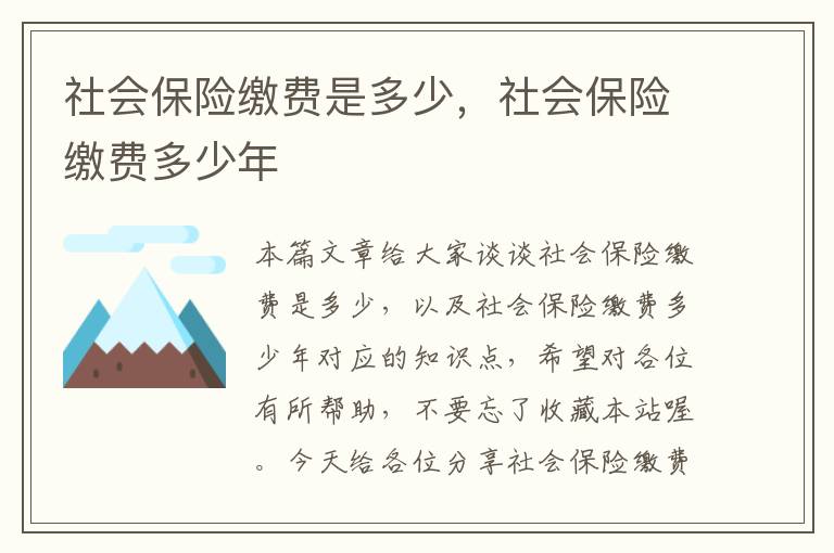 社会保险缴费是多少，社会保险缴费多少年