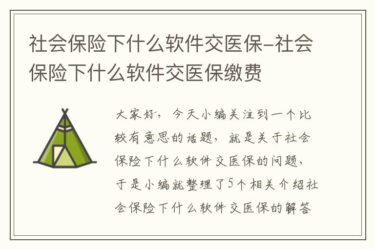 社会保险下什么软件交医保-社会保险下什么软件交医保缴费