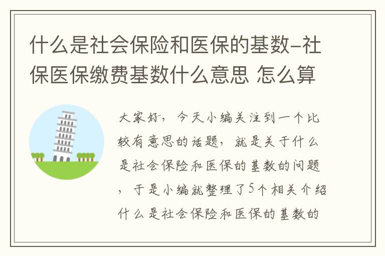 什么是社会保险和医保的基数-社保医保缴费基数什么意思 怎么算的