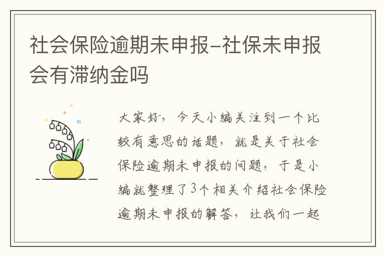 社会保险逾期未申报-社保未申报会有滞纳金吗