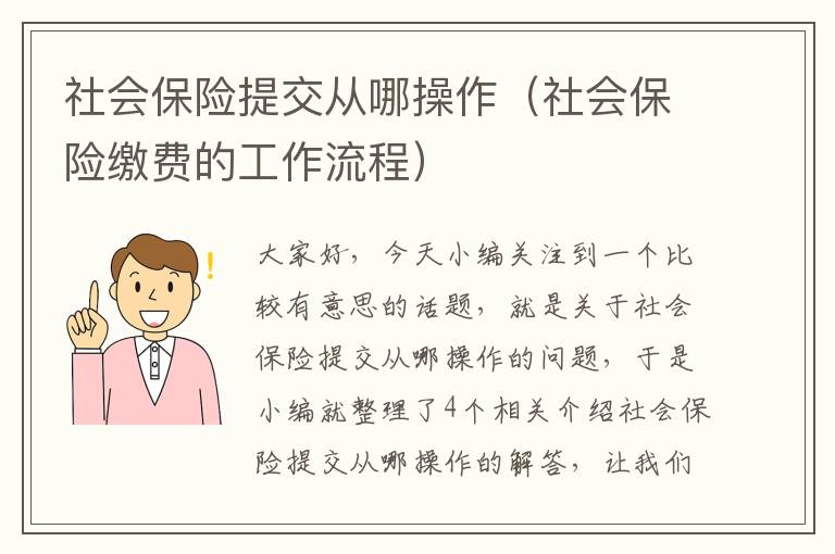 社会保险提交从哪操作（社会保险缴费的工作流程）