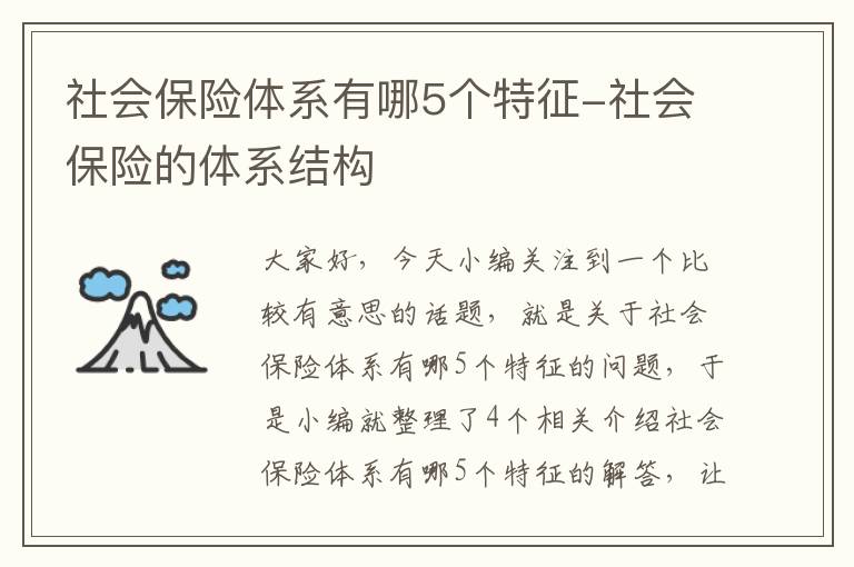 社会保险体系有哪5个特征-社会保险的体系结构