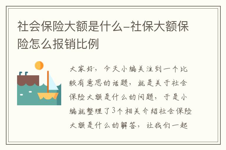 社会保险大额是什么-社保大额保险怎么报销比例