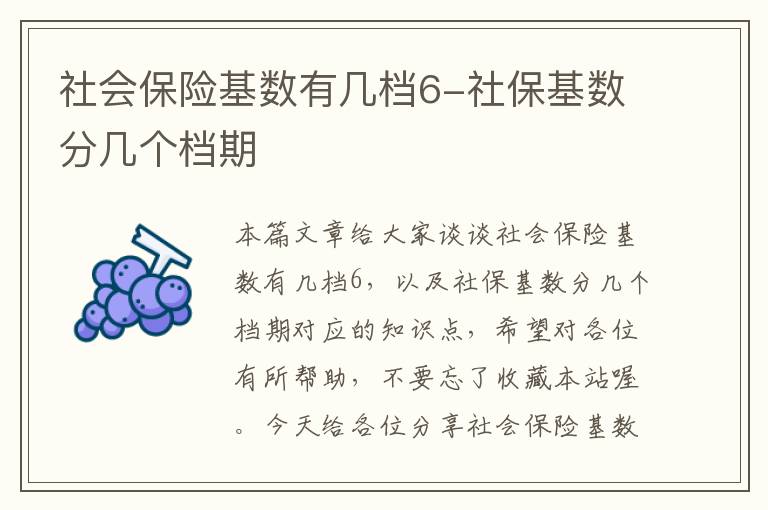 社会保险基数有几档6-社保基数分几个档期