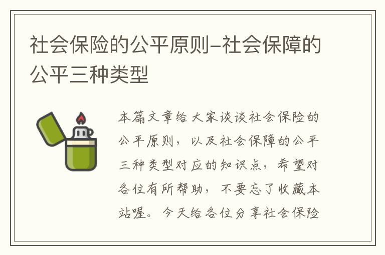 社会保险的公平原则-社会保障的公平三种类型