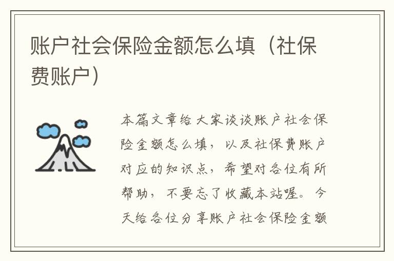 账户社会保险金额怎么填（社保费账户）