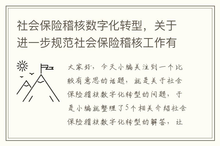 社会保险稽核数字化转型，关于进一步规范社会保险稽核工作有关问题的通知