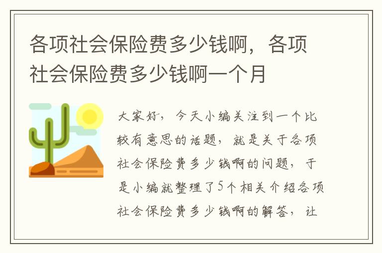 各项社会保险费多少钱啊，各项社会保险费多少钱啊一个月