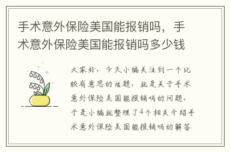 手术意外保险美国能报销吗，手术意外保险美国能报销吗多少钱