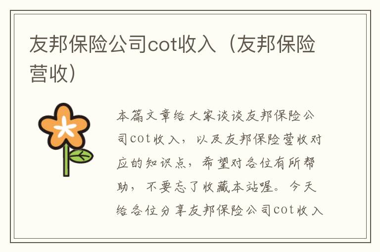 友邦保险公司cot收入（友邦保险营收）