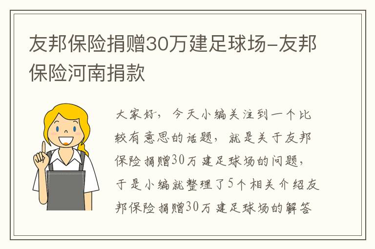 友邦保险捐赠30万建足球场-友邦保险河南捐款