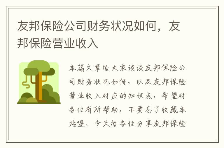 友邦保险公司财务状况如何，友邦保险营业收入