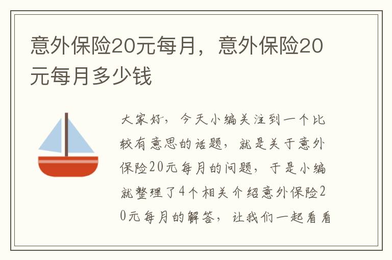 意外保险20元每月，意外保险20元每月多少钱