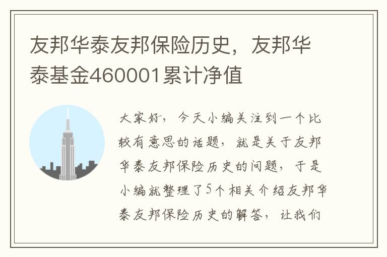 友邦华泰友邦保险历史，友邦华泰基金460001累计净值