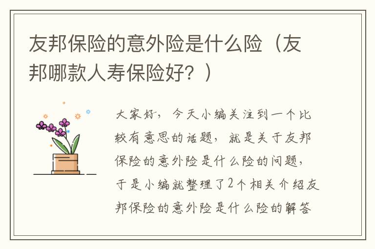 友邦保险的意外险是什么险（友邦哪款人寿保险好？）