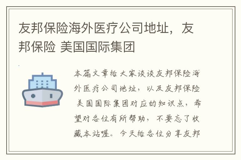 友邦保险海外医疗公司地址，友邦保险 美国国际集团