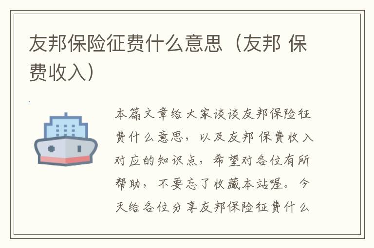 友邦保险征费什么意思（友邦 保费收入）