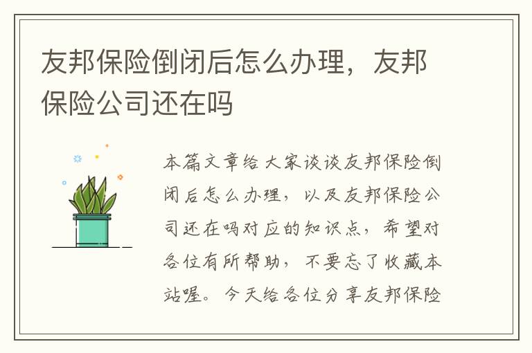 友邦保险倒闭后怎么办理，友邦保险公司还在吗