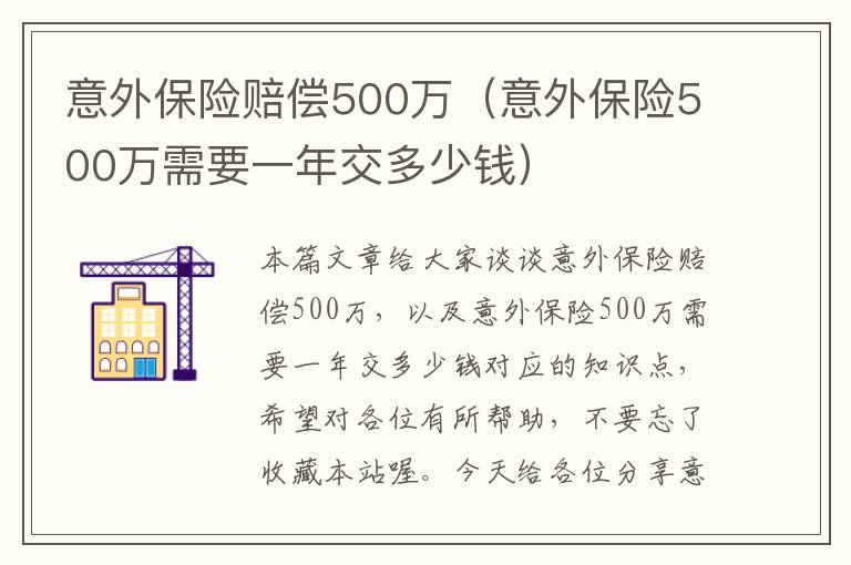 意外保险赔偿500万（意外保险500万需要一年交多少钱）