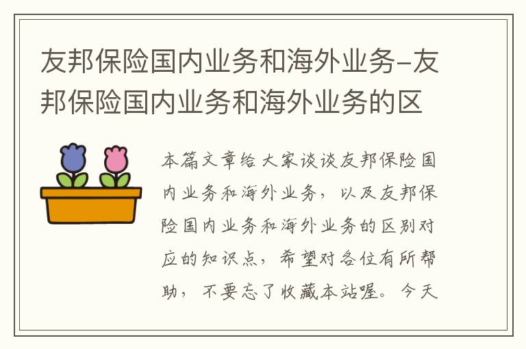 友邦保险国内业务和海外业务-友邦保险国内业务和海外业务的区别