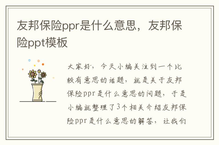 友邦保险ppr是什么意思，友邦保险ppt模板