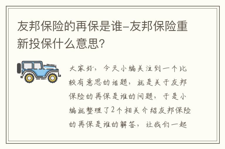 友邦保险的再保是谁-友邦保险重新投保什么意思？