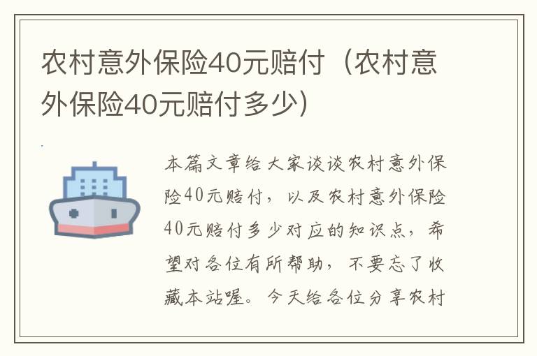 农村意外保险40元赔付（农村意外保险40元赔付多少）