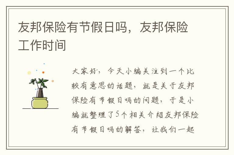 友邦保险有节假日吗，友邦保险工作时间