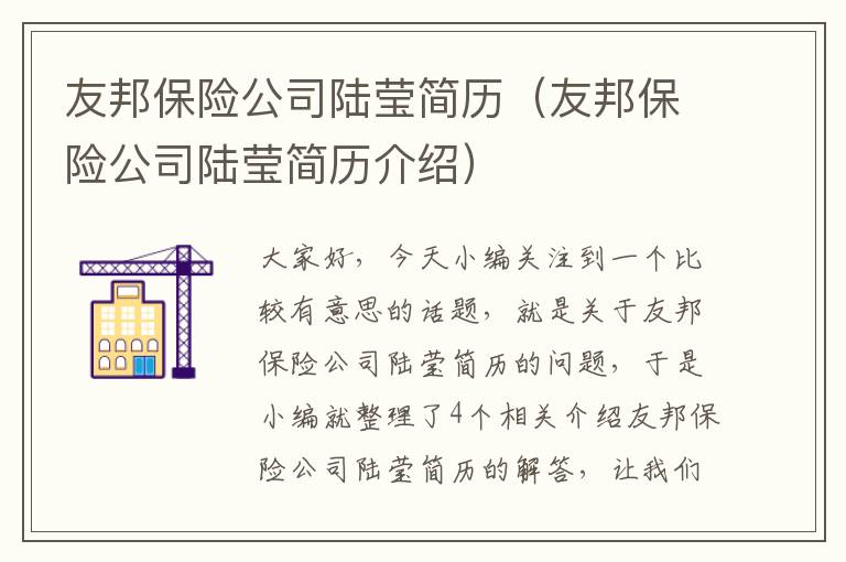 友邦保险公司陆莹简历（友邦保险公司陆莹简历介绍）