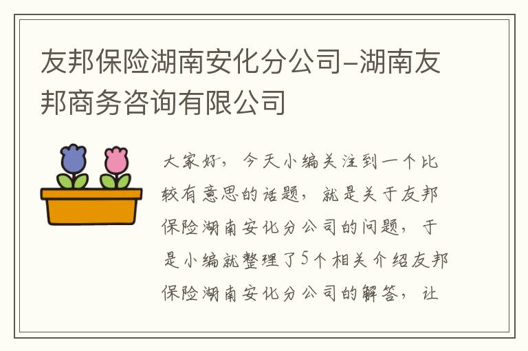 友邦保险湖南安化分公司-湖南友邦商务咨询有限公司