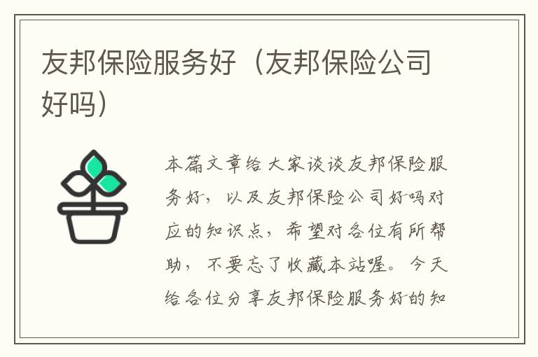 友邦保险服务好（友邦保险公司好吗）