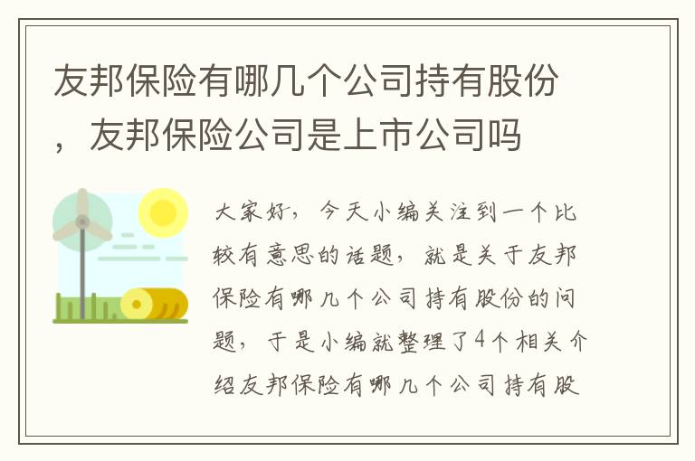 友邦保险有哪几个公司持有股份，友邦保险公司是上市公司吗