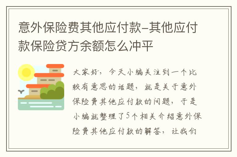 意外保险费其他应付款-其他应付款保险贷方余额怎么冲平