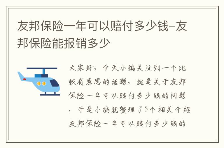 友邦保险一年可以赔付多少钱-友邦保险能报销多少