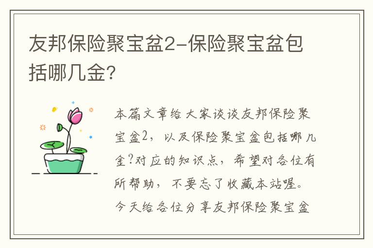 友邦保险聚宝盆2-保险聚宝盆包括哪几金?