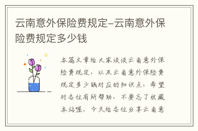 云南意外保险费规定-云南意外保险费规定多少钱