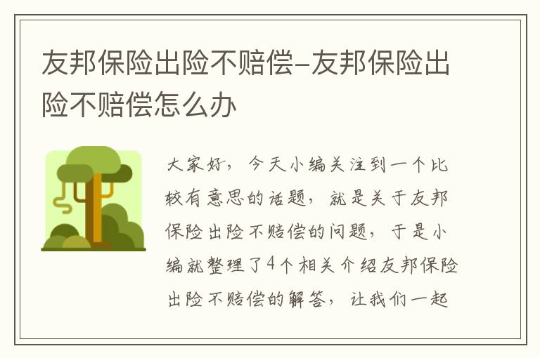 友邦保险出险不赔偿-友邦保险出险不赔偿怎么办