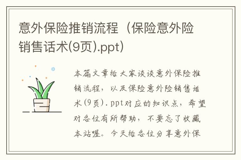 意外保险推销流程（保险意外险销售话术(9页).ppt）