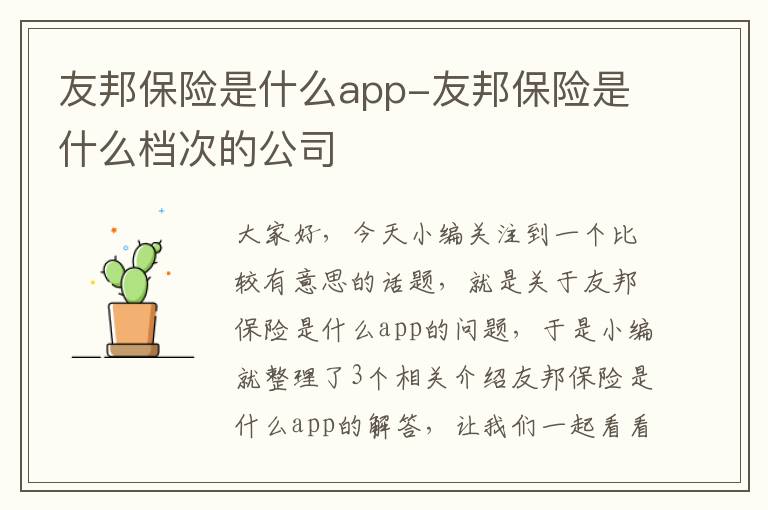 友邦保险是什么app-友邦保险是什么档次的公司