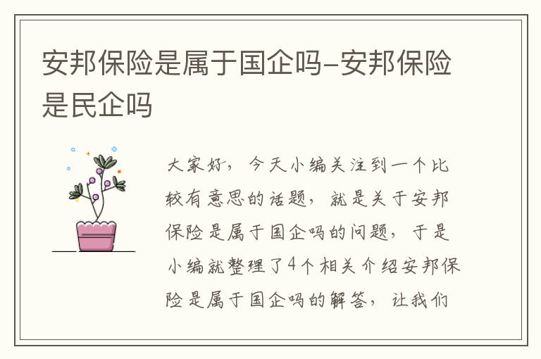 安邦保险是属于国企吗-安邦保险是民企吗