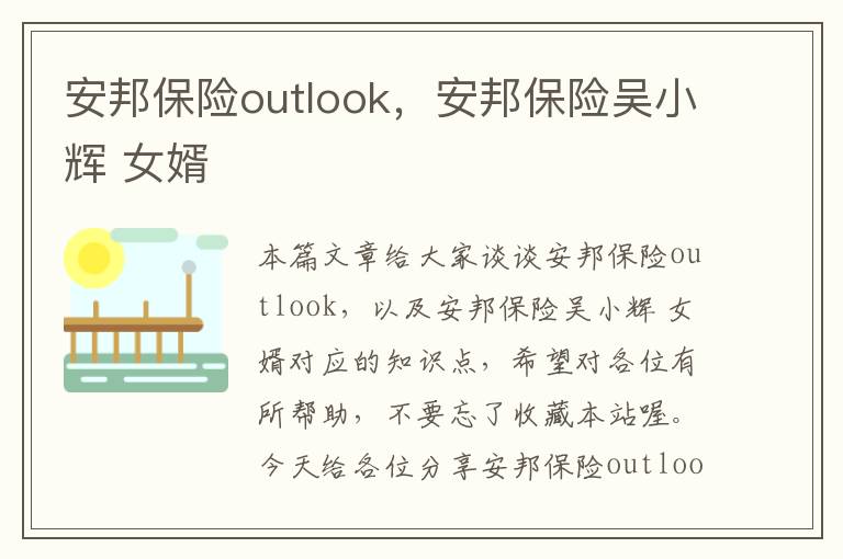 安邦保险outlook，安邦保险吴小辉 女婿