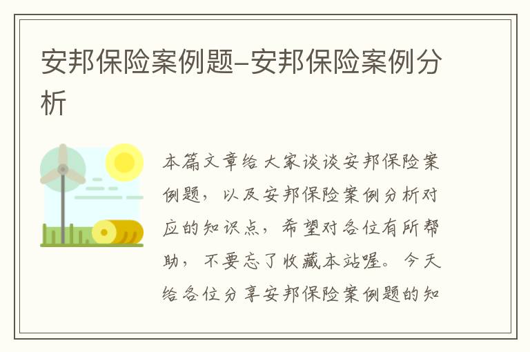 安邦保险案例题-安邦保险案例分析