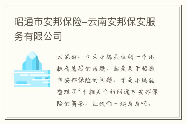 昭通市安邦保险-云南安邦保安服务有限公司