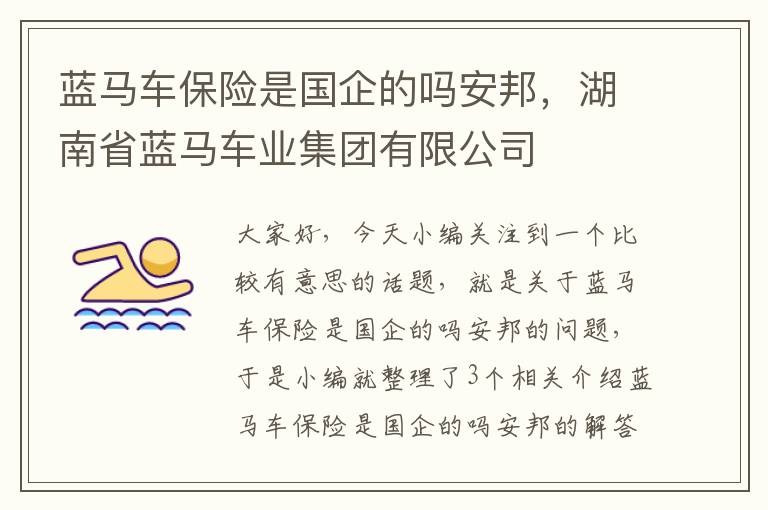 蓝马车保险是国企的吗安邦，湖南省蓝马车业集团有限公司