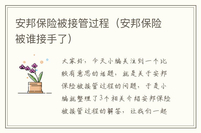 安邦保险被接管过程（安邦保险被谁接手了）