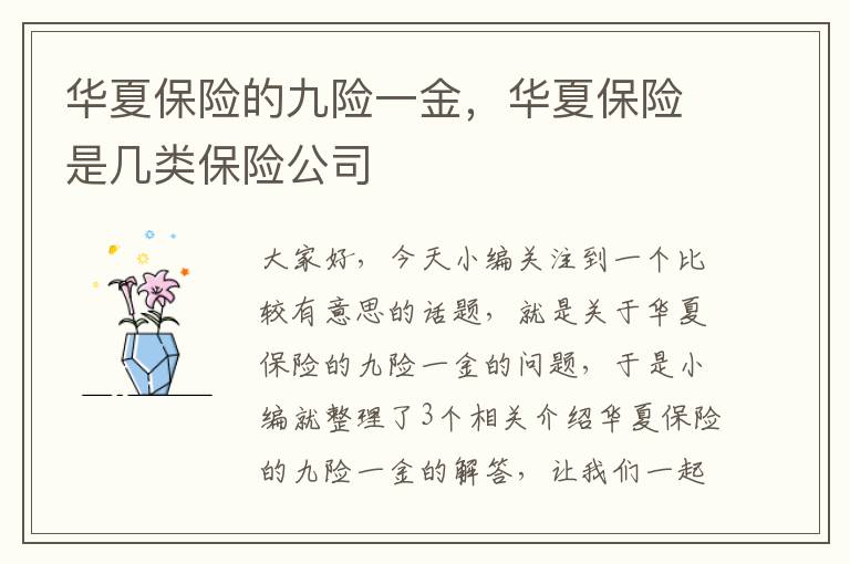 华夏保险的九险一金，华夏保险是几类保险公司