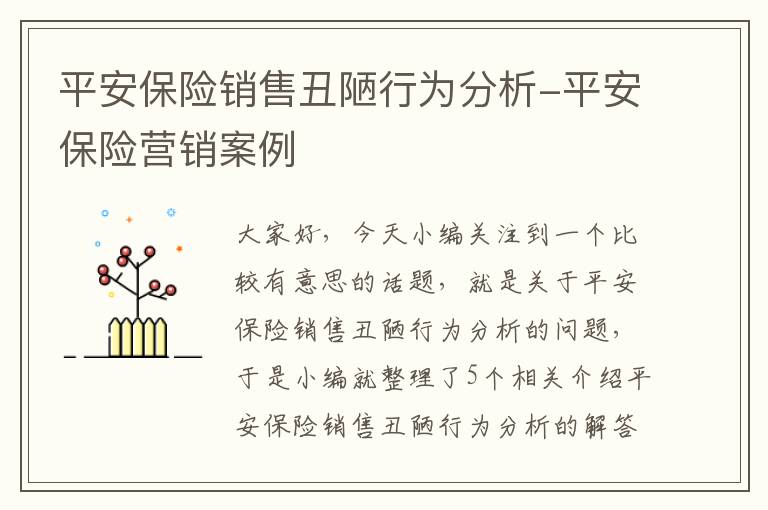 平安保险销售丑陋行为分析-平安保险营销案例