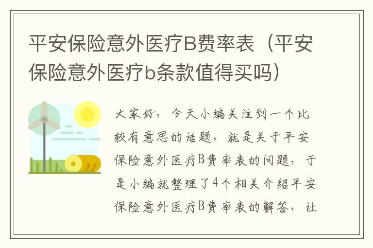 平安保险意外医疗B费率表（平安保险意外医疗b条款值得买吗）