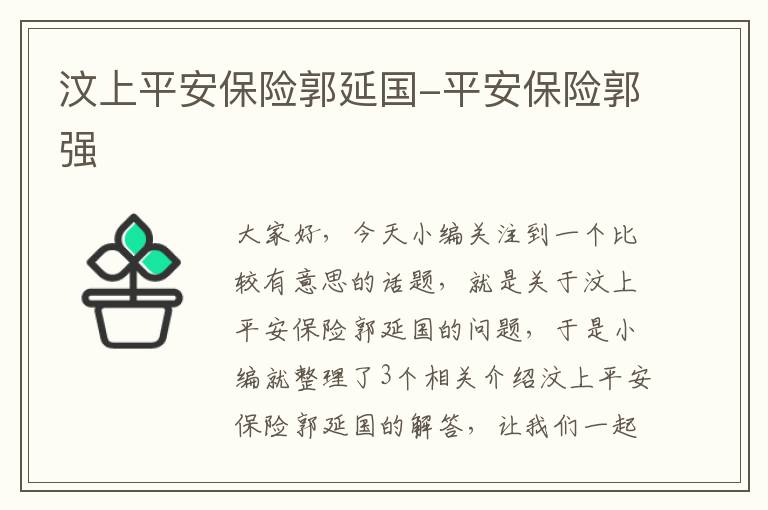 汶上平安保险郭延国-平安保险郭强