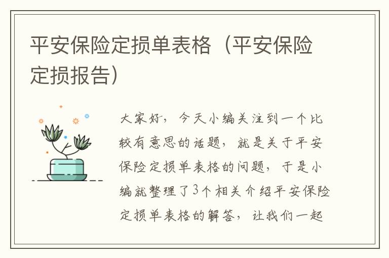 平安保险定损单表格（平安保险定损报告）